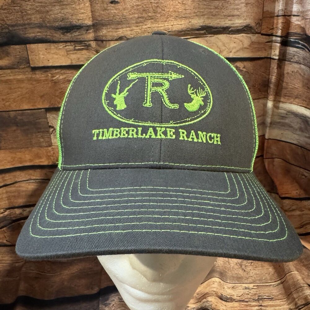 Timberlake Ranch Hat Charcoal Neon Green Richardson 112 Trucker Snapback Cap